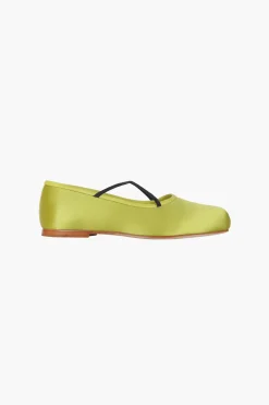 Shoes^Sandy Liang Criss Cross Pointe In Chartreuse Satin
