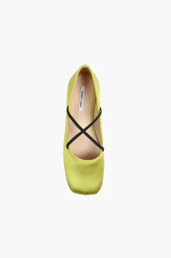 Shoes^Sandy Liang Criss Cross Pointe In Chartreuse Satin