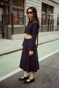 Uniform^Sandy Liang Ennis Jacket In Dark Navy