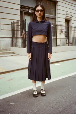 Uniform^Sandy Liang Ennis Jacket In Dark Navy