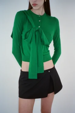 Knits^Sandy Liang Hermit Cardigan In Kelly Green