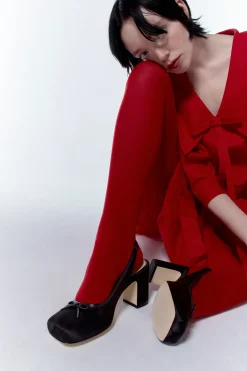 Shoes^Sandy Liang Slingback 75 In Black Satin