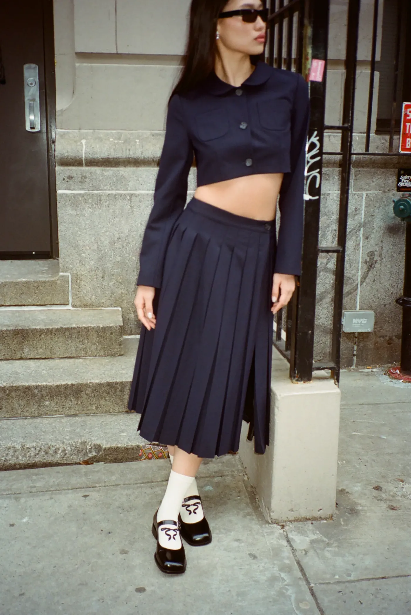 Skirts^Sandy Liang Uniform Skort In Dark Navy
